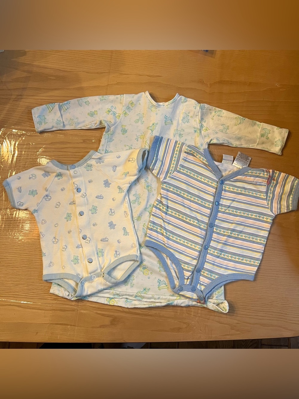 Set of 3 Vintage Baby Boy Blue Onesies McBaby Carters Bright Future